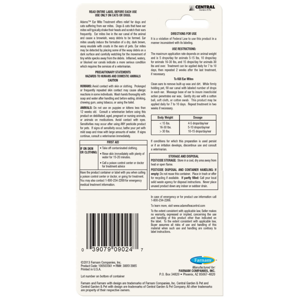 Adams Ear Mite Treatment