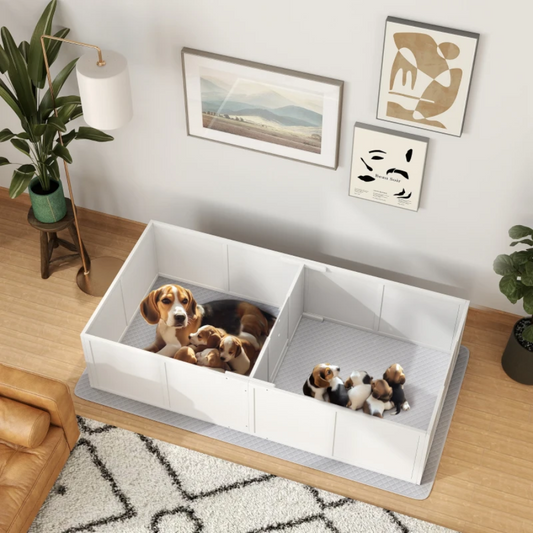 Whelping Box For Dogs & Puppies With Waterproof Pad & Adjustable Door - Medium