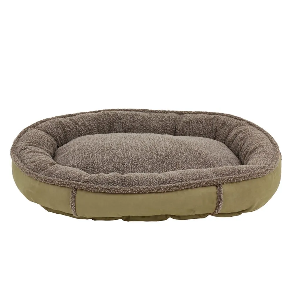 Faux Suede & Tipped Berber Round Comfy Cup Pet Bed