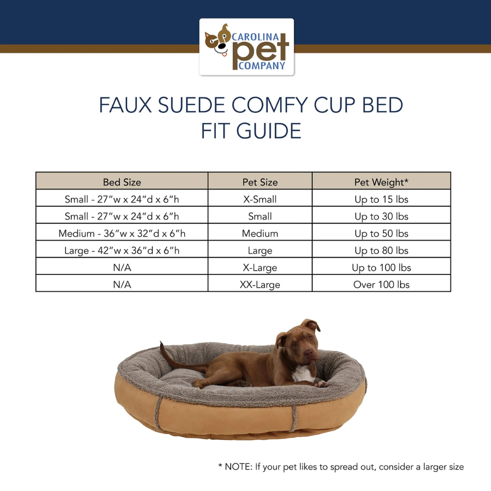 Faux Suede & Tipped Berber Round Comfy Cup Pet Bed