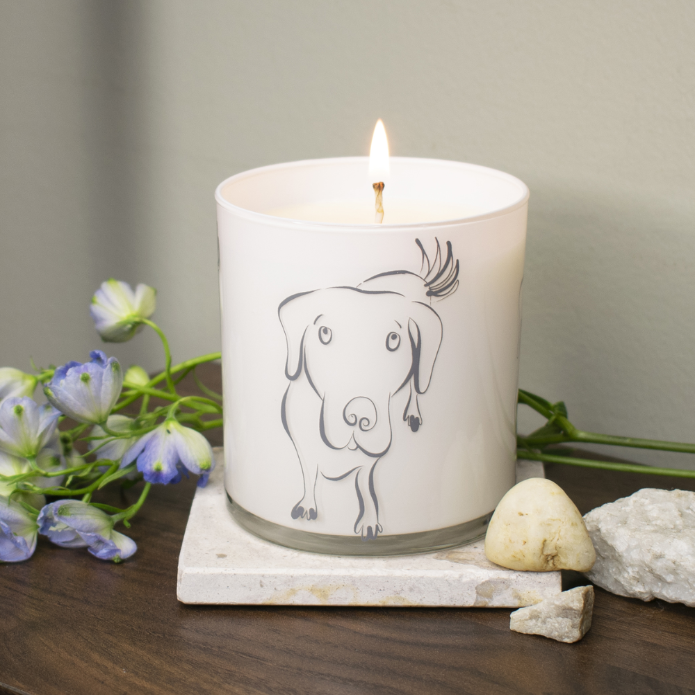 Gray Large Dog Jar Candle - Wet Dog Fresh Rain Scent