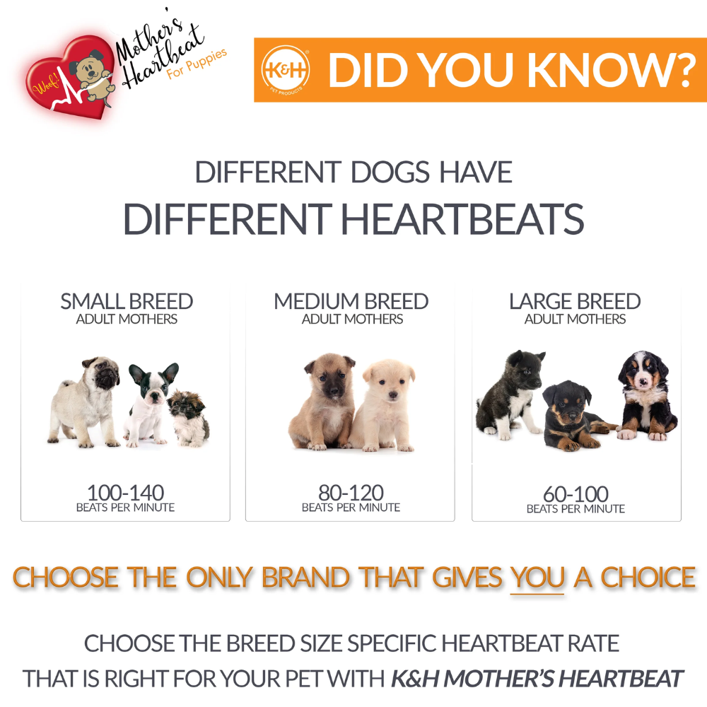 Mother's Heartbeat Heated Puppy Pet Bed with Bone Pillow