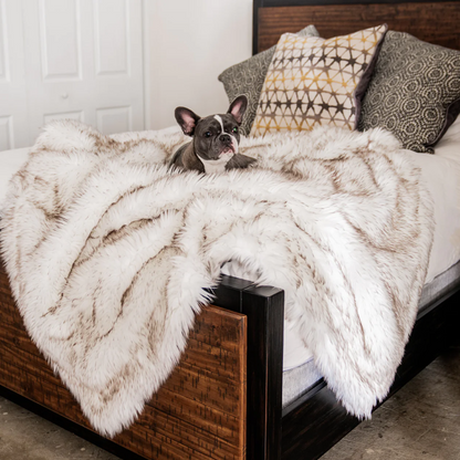 PupProtector™ Waterproof Throw Blanket - White with Brown Accents