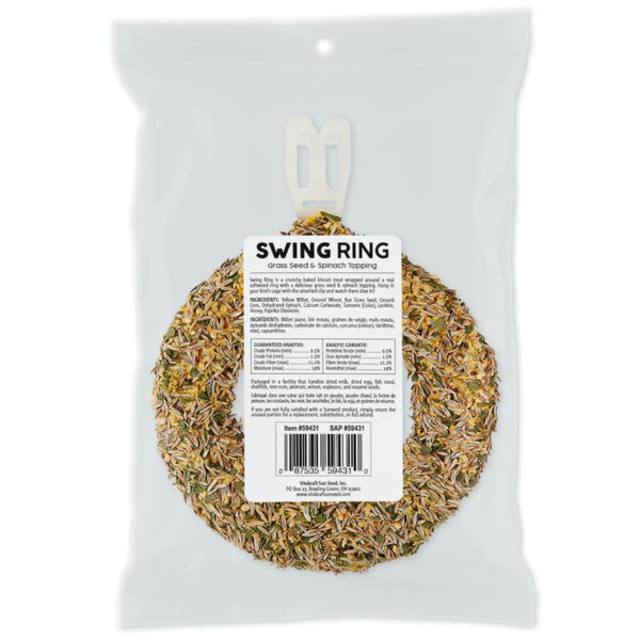 Vita Prima Sunseed Swing Ring Grass and Spinach Bird Treat