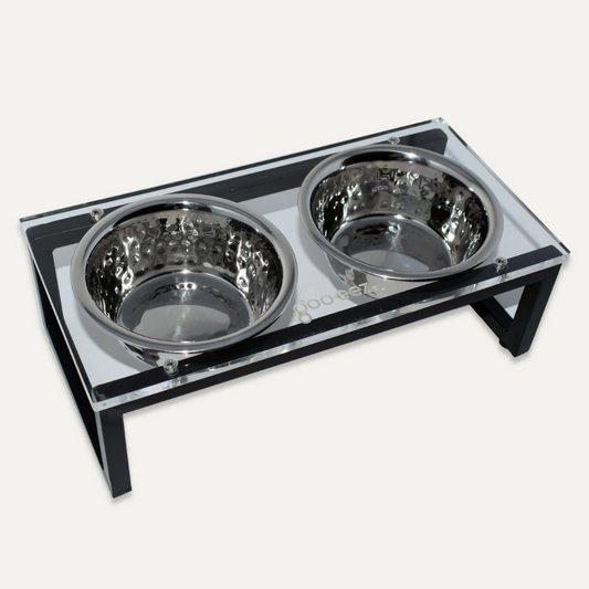 Acrylic & Iron Double Feeder With Stainless Steel Bowls