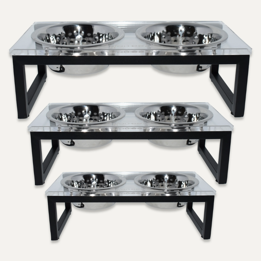 Acrylic & Iron Double Feeder With Stainless Steel Bowls