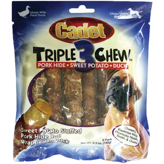 Cadet Triple Chew Treat Duck and Sweet Potato Flavor - 6 pack