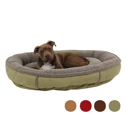 Faux Suede & Tipped Berber Round Comfy Cup Pet Bed