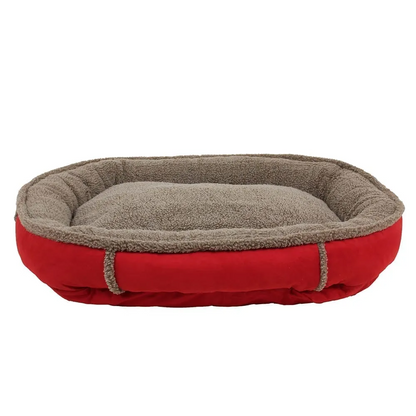 Faux Suede & Tipped Berber Round Comfy Cup Pet Bed