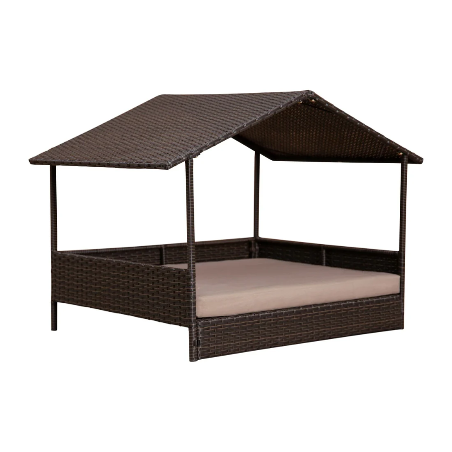 Rattan Wicker Indoor Outdoor Cabana Raised Pet Bed