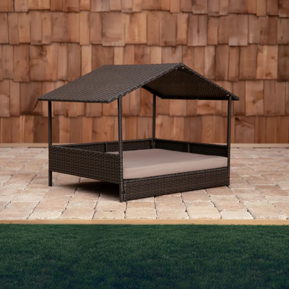 Rattan Wicker Indoor Outdoor Cabana Raised Pet Bed