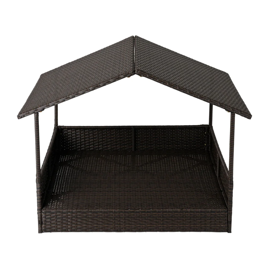 Rattan Wicker Indoor Outdoor Cabana Raised Pet Bed