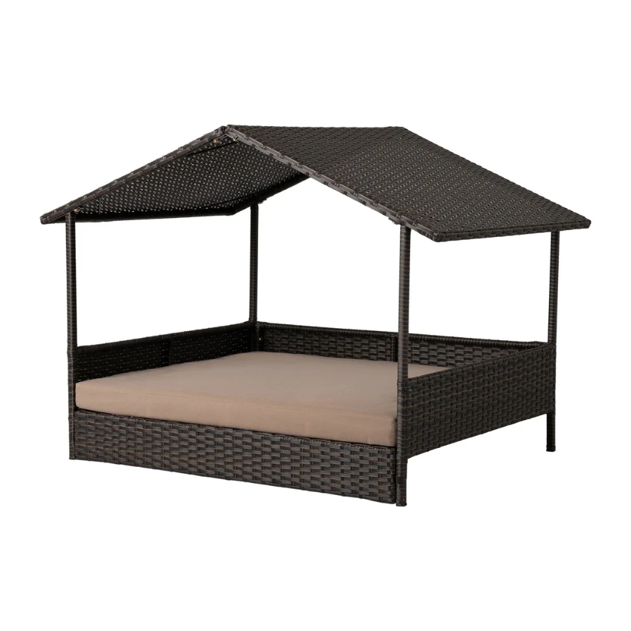 Rattan Wicker Indoor Outdoor Cabana Raised Pet Bed