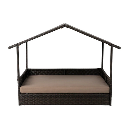 Rattan Wicker Indoor Outdoor Cabana Raised Pet Bed