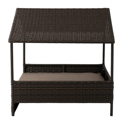 Rattan Wicker Indoor Outdoor Cabana Raised Pet Bed