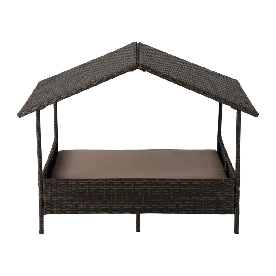 Rattan Wicker Indoor Outdoor Cabana Raised Pet Bed