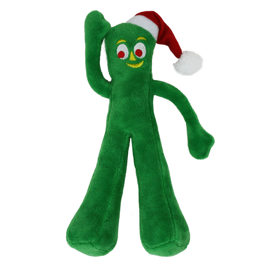 Holiday Gumby With Santa Hat Plush Dog Toy