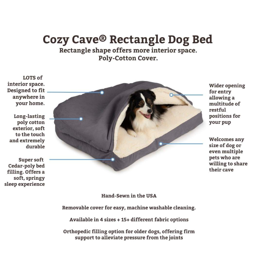 Cozy Cave® Rectangle Standard Dog Bed - Classic Cotton Collection
