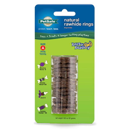Busy Buddy® Natural Rawhide Treat Rings For Dogs Refill - 16 Pack