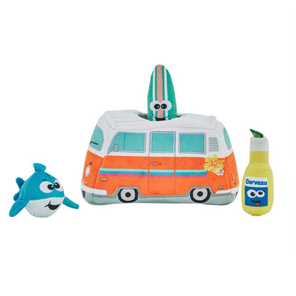 Hide A Surf Van Plush Dog Toy Puzzle